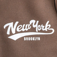 Boys Brown Typographic Printed Hooded Sweatshirt With Joggers Winter Sets 2 pc. Sets