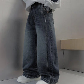 Boys Dark Blue Loose Fit Denim Jeans Pants