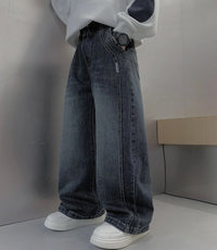 Boys Dark Blue Loose Fit Denim Jeans Pants