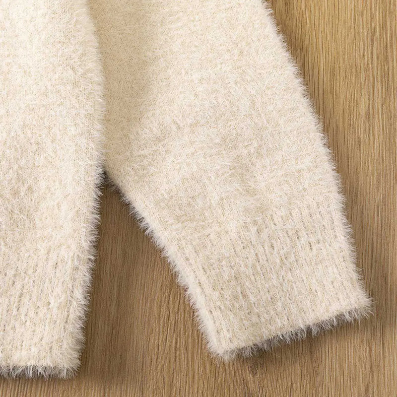 Boys Apricot Sweater With Self-Design Reindeer Pattern Sweaters & Cardigans