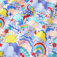 Girls Short Sleeve Rainbow Printed Dress Casual Dresses   