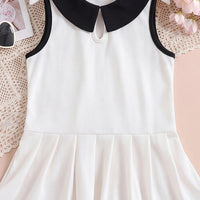 Girls White Peter Pan Collar A-Line Dress Casual Dresses