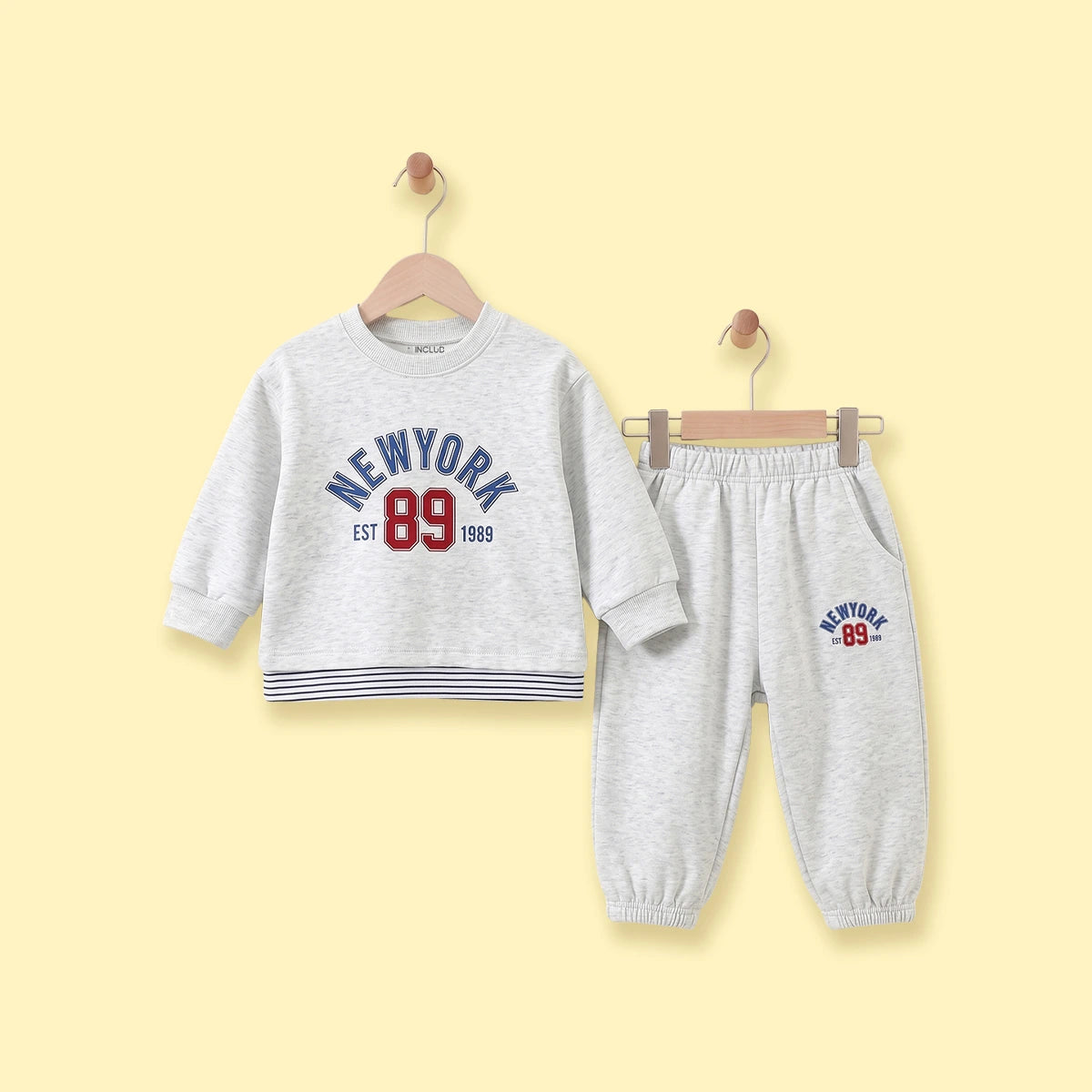 Girls Light Grey Typographic T-Shirt & Joggers Sets Sets Light Grey 1-2 Y