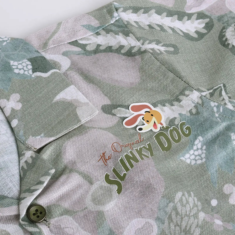 Boys Light Green Tropical Print Short Sleeve Shirt With Elasticated Shorts Sets Sets