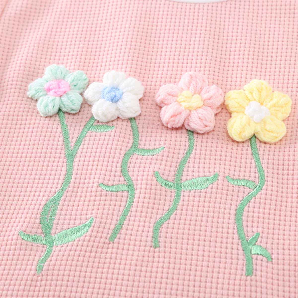 Girls Pink Flower Applique Short Sleeves Top With Shorts Set 2 pc. Sets