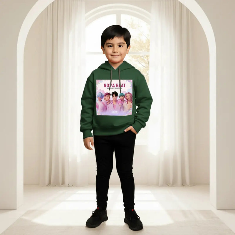 Boys Green K-Pop Nova -Beat Graphics Hoodie Sweatshirts & Hoodies Green 4-5 Y