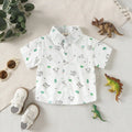 Boys White Animals Cartoon Printed Short Sleeves Shirt Shirts White 1-2 Y