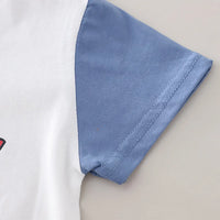 Boys White Camp Graphic Round Neck T-Shirt with Elasticated Shorts Sets 2 pc. Sets