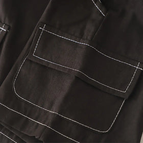 Boys Black Checked Shirt With Cargo Shorts & Sling Bag Sets Sets