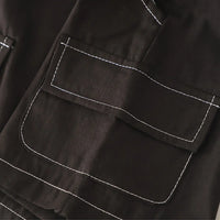 Boys Black Checked Shirt With Cargo Shorts Sets Sets