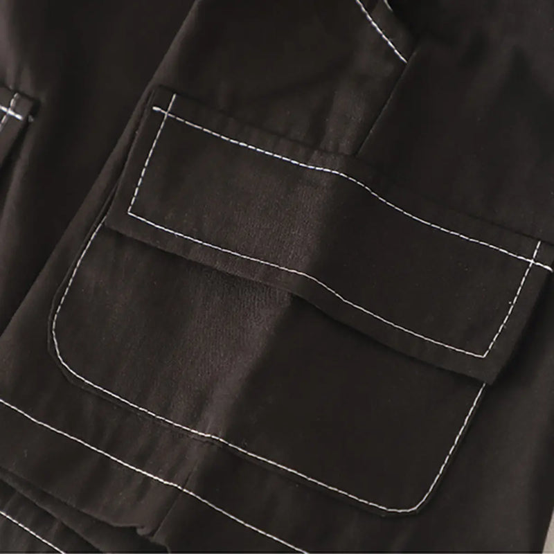 Boys Black Checked Shirt With Cargo Shorts Sets Sets