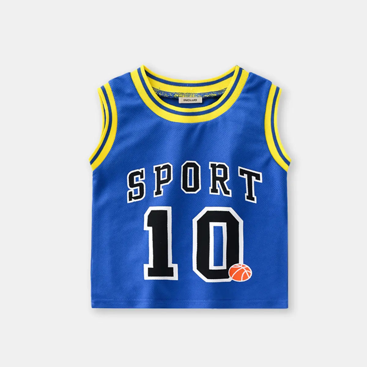 Boys Blue Alphanumeric Printed Sleeveless T-Shirt With Shorts Set Sets