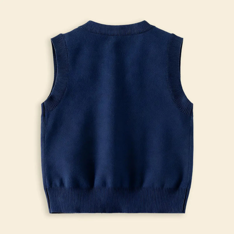 Boys Navy Blue Applique Sweater Vest Sweaters & Cardigans