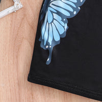 Girls Black Butterfly Printed Bodycon Dress With Short Sleeves Top Casual Dresses