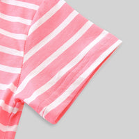 Girls Striped Cartoon Embroidery Dress Casual Dresses   