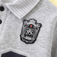 Boys Light Grey Alphanumeric Print Polo Sweatshirt & Joggers Sets 2 pc. Sets