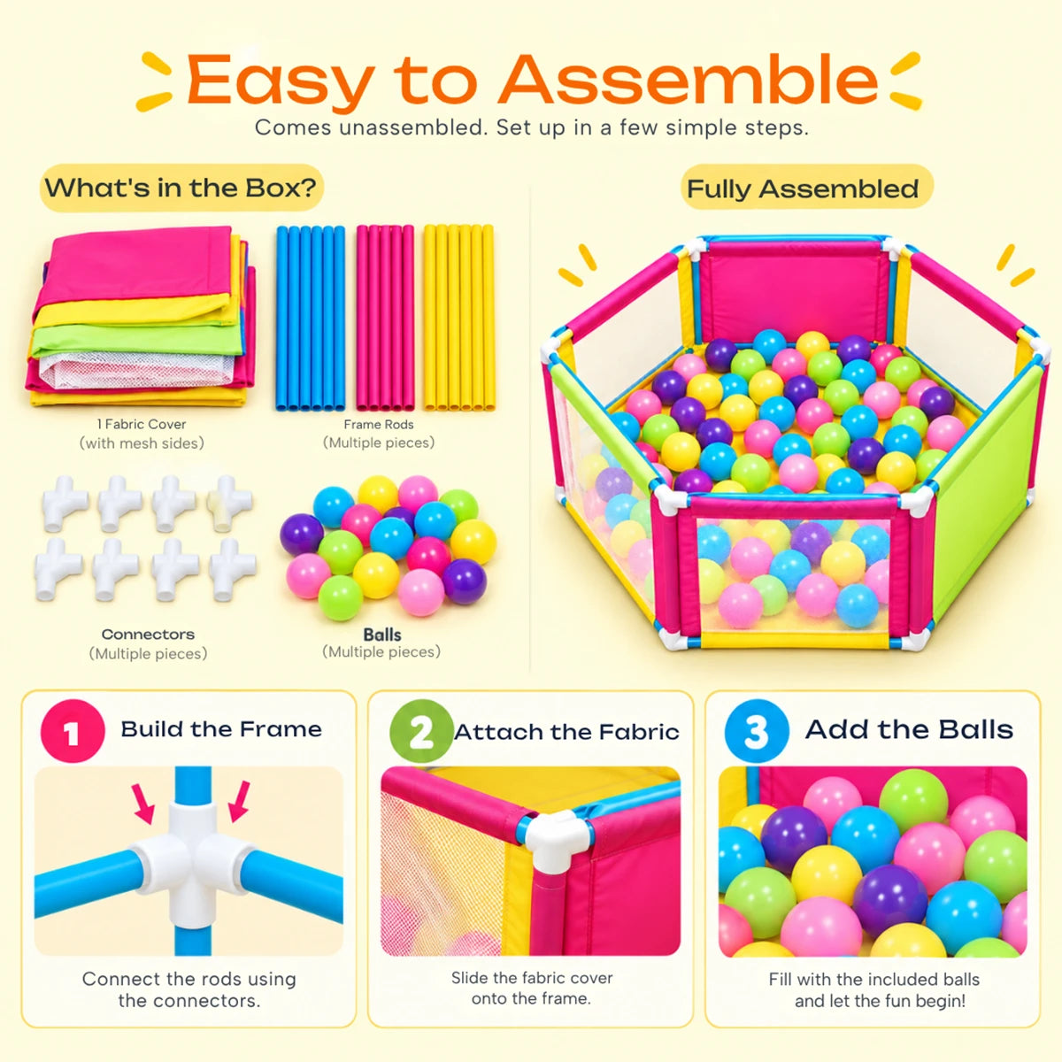 Royal Ball Pool for Kids with 50 Balls - Multicolor Ball Pit for Kids Trending Accessories