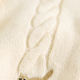 Girls Off White Embroidered Long Sleeve Cardigan Sweaters & Cardigans