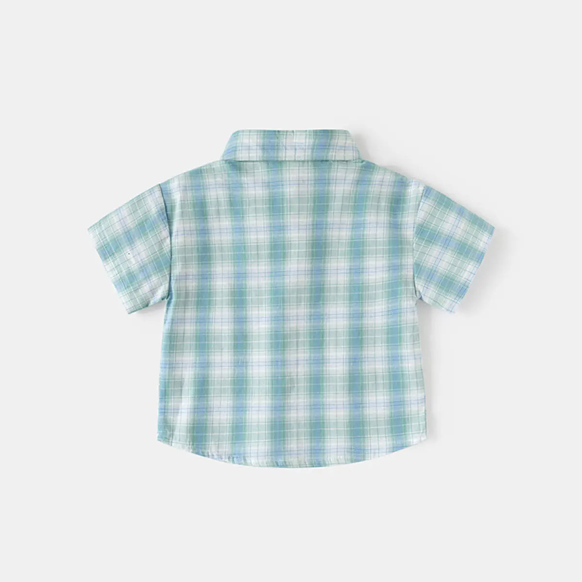 Boys Light Green Checked Short Sleeves Shirt With Shorts Sets Sets