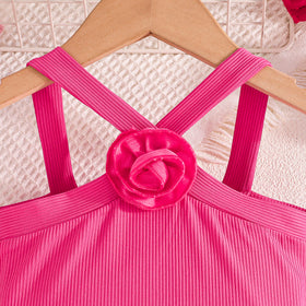 Girls Fuchsia Cross Neck Top With Skirts Sets 2 pc. Sets