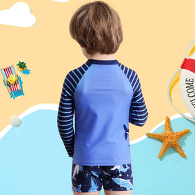 Boys Blue Shark Printed T-Shirt With Shorts Swimwear Sets Sets
