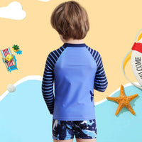 Boys Blue Shark Printed T-Shirt With Shorts Swimwear Sets Sets