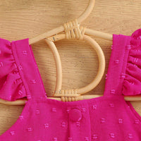 Girls Fuchsia Sleeveless Top With Heart Embroidery Denim Skirt Set 2 pc. Sets