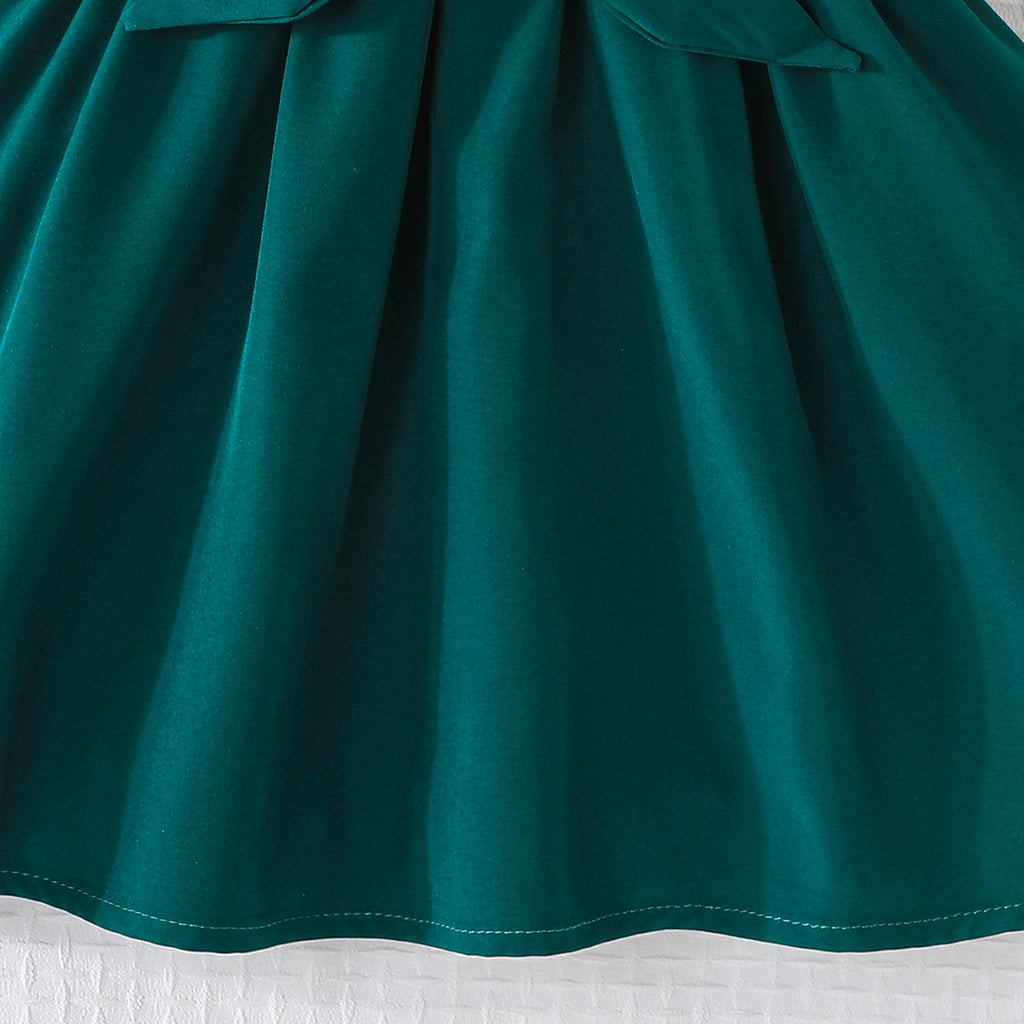 Girls Green Short Sleeve Shirt Dress Casual Dresses