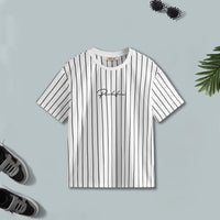 Boys Black And White Striped Short Sleeves T-Shirt ( Pack Of 2 ) Tshirts