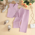 Girls Lavender Sleeveless Top With Pants Co-ord Sets Sets Lavender 2-3 Y