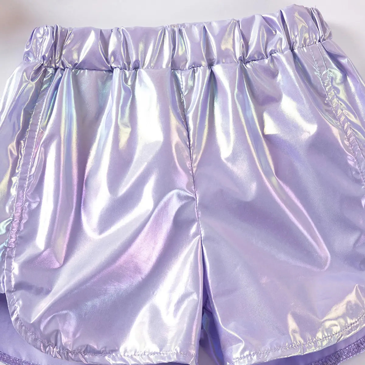 Girls Lilac Solid Shorts With Elasticated Waistband Shorts