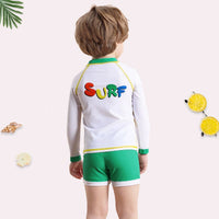 Boys Dinosaur Cartoon Print T-Shirt With Green Shorts Swimwear Sets Sets