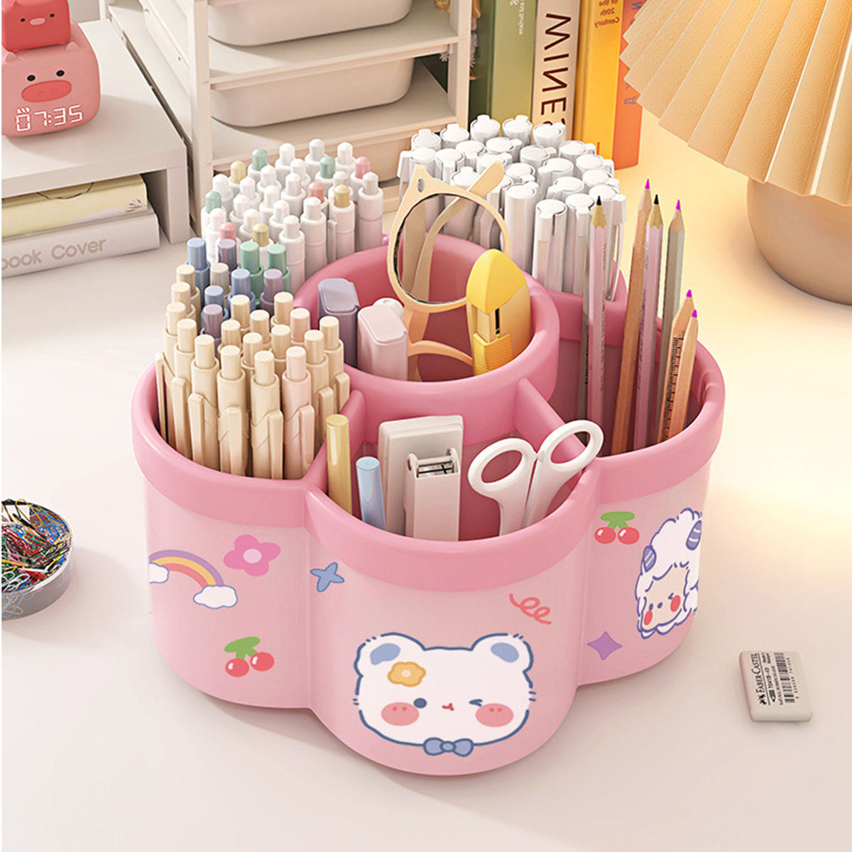 Kids Pink Multi-Functional Paint Brush Rinser & Desk Organizer Trending Accessories Pink Onesize