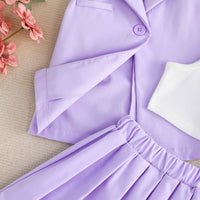 Girls Purple Sleeveless Jacket With Camisole Top And Skirts Set 3 pc. Sets