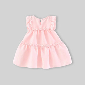Girls Pink Mushroom Appliques Tiered A-Line Dress Casual Dresses