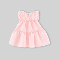Girls Pink Mushroom Appliques Tiered A-Line Dress Casual Dresses