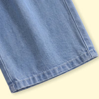 Girls Blue Floral Embroidered Relaxed Fit Denim Pants Pants