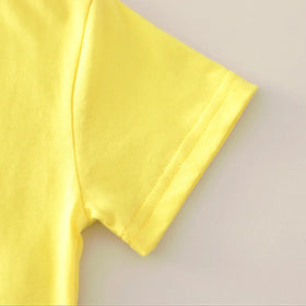 Boys Yellow Dinosaur Graphic Short Sleeve T-Shirt With Elasticated Shorts Sets 2 pc. Sets
