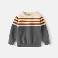 Boys Multicolor Regular Sweater With Self-Design Stripe Patterns Sweaters & Cardigans