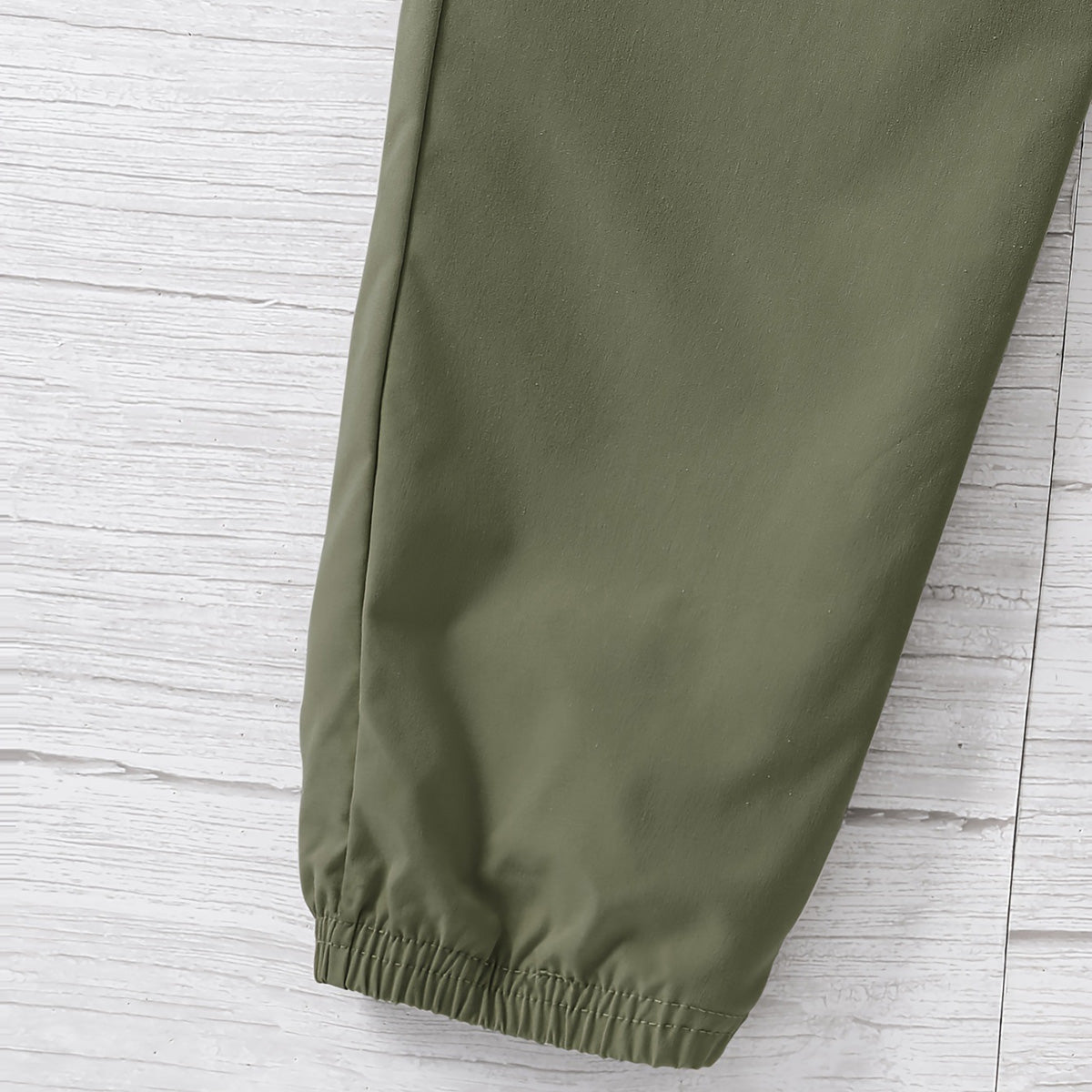 Boys Olive Green Solid Elasticated Bottom Cargo Trouser Cargo Pants
