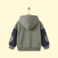 Boys Olive Green Typographic Long Sleeve Hoodie Sweatshirts & Hoodies