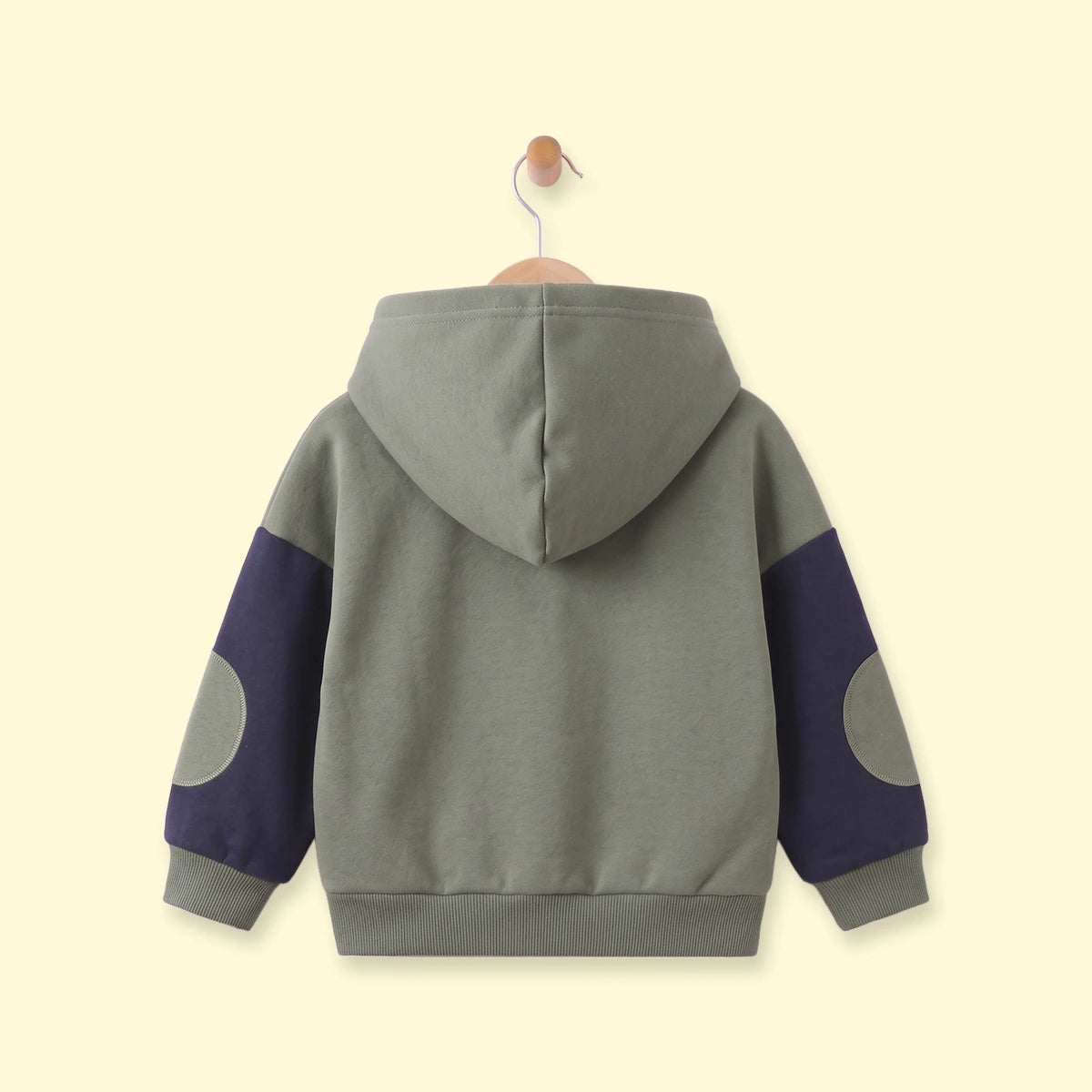 Boys Olive Green Typographic Long Sleeve Hoodie Sweatshirts & Hoodies