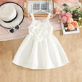 Girls White Flower Applique Fit & Flare Party Wear Dress Party Dresses White 2-3 Y