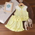 Girls Yellow Textured Sleeveless Top With Shorts Sets 2 pc. Sets Yellow 1-2 Y