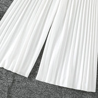 Girls White Sleeveless Blazer Top With Pleated Flared Pant Co-ord Sets Sets