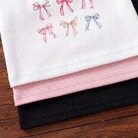 Girls Multicolour Bow Print Short Sleeve T-Shirt Pack Of 3 Tshirts