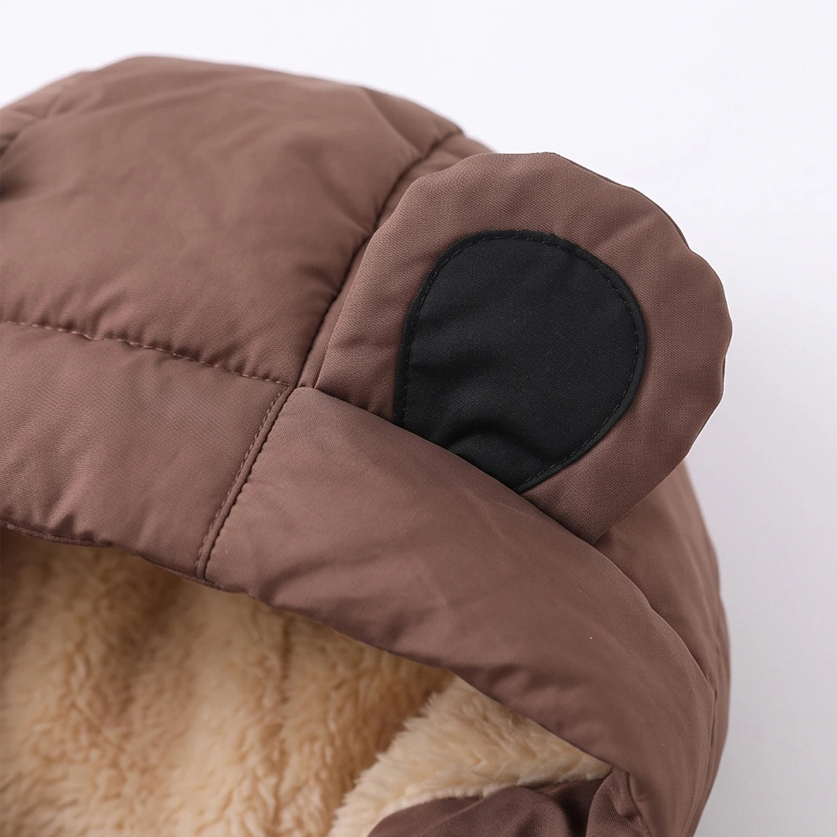 Boys Brown Fleece-Lined Hooded Puffer Jacket Coats & Jackets