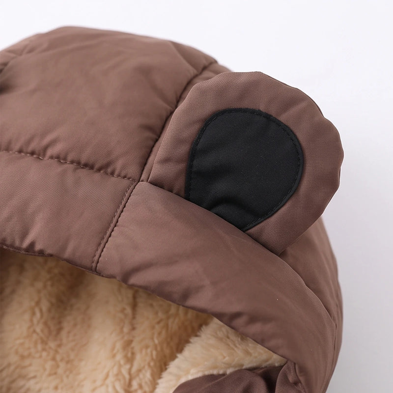 Boys Brown Fleece-Lined Hooded Puffer Jacket Coats & Jackets