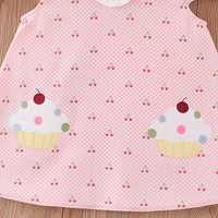Girls Light Pink Cherry Print Peter Pan Collar A-line Dress Casual Dresses