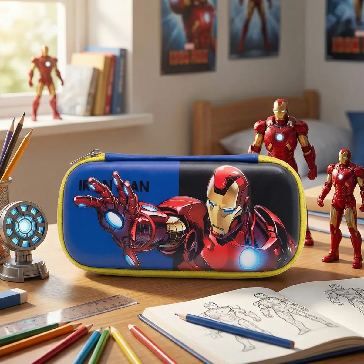 Iron Man Superhero Hard Shell Pencil Case Kids Cartoon Stationery Organizer Trending Accessories